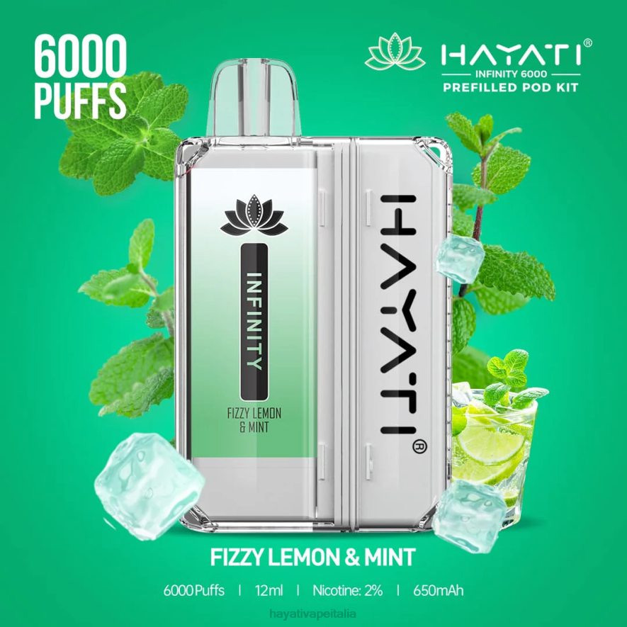Hayati Infinity 6000 kit di capsule 6NH0147 Hayati vape review limone frizzante e menta