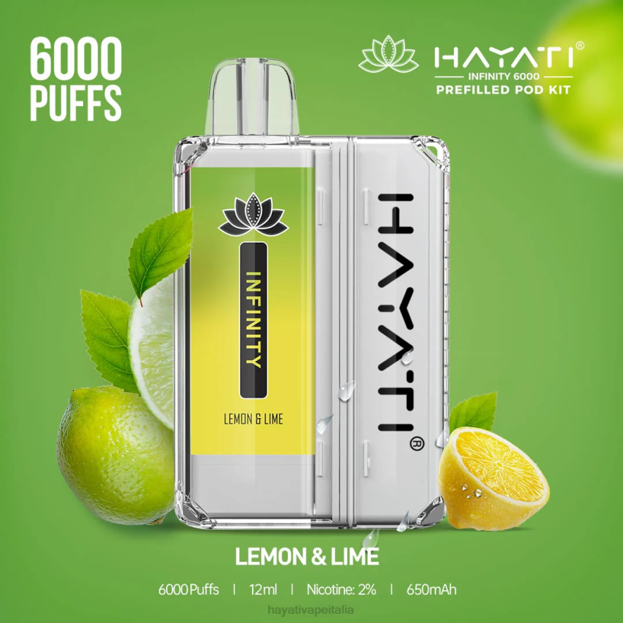 Hayati Infinity 6000 kit di capsule 6NH0153 Hayati vape italia limone lime