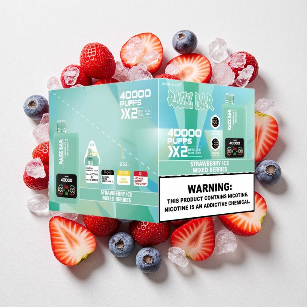 Fragola Ghiaccio_Bacche Miste Razz Bar 40000 Puffs Display Potenza