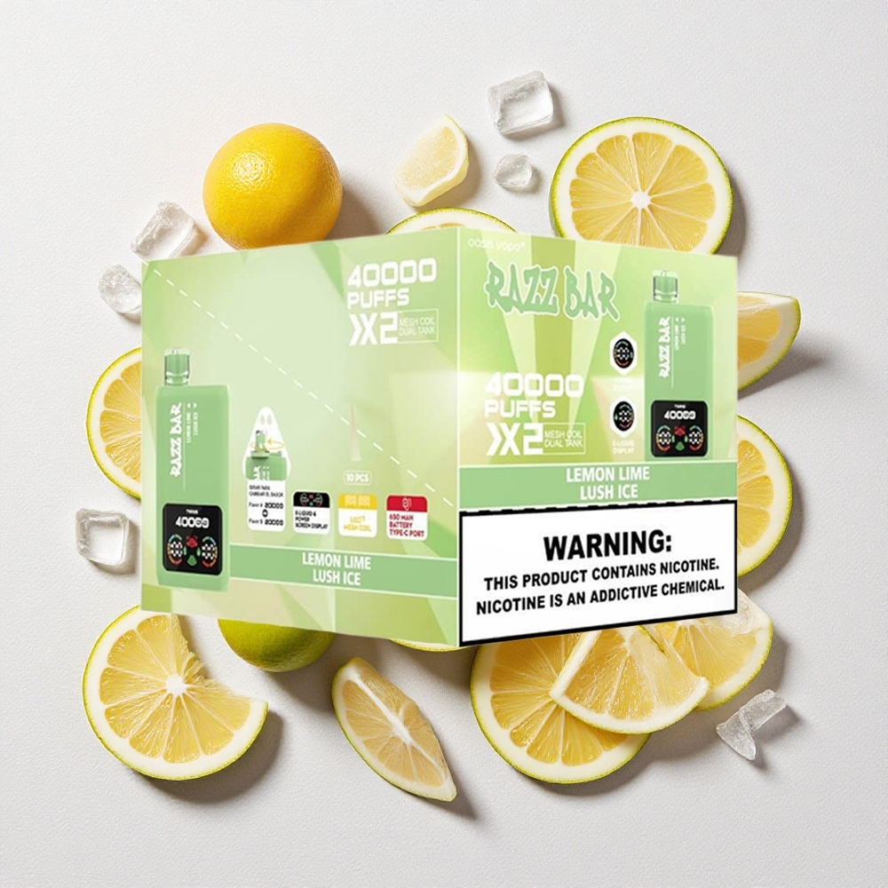 Lime Limone Ghiaccio Rigoglioso Razz Bar 40000 Puffs Sigaretta elettronica usa e getta Schermo Display Batteria 650 Mah