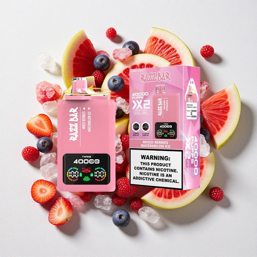 Mirtilli-Anguria Ghiacciata Razz Bar 40000 Puffs Display Potenza Mirtilli-Anguria Ghiacciata Razz Bar 40000 Puffs Display Potenza