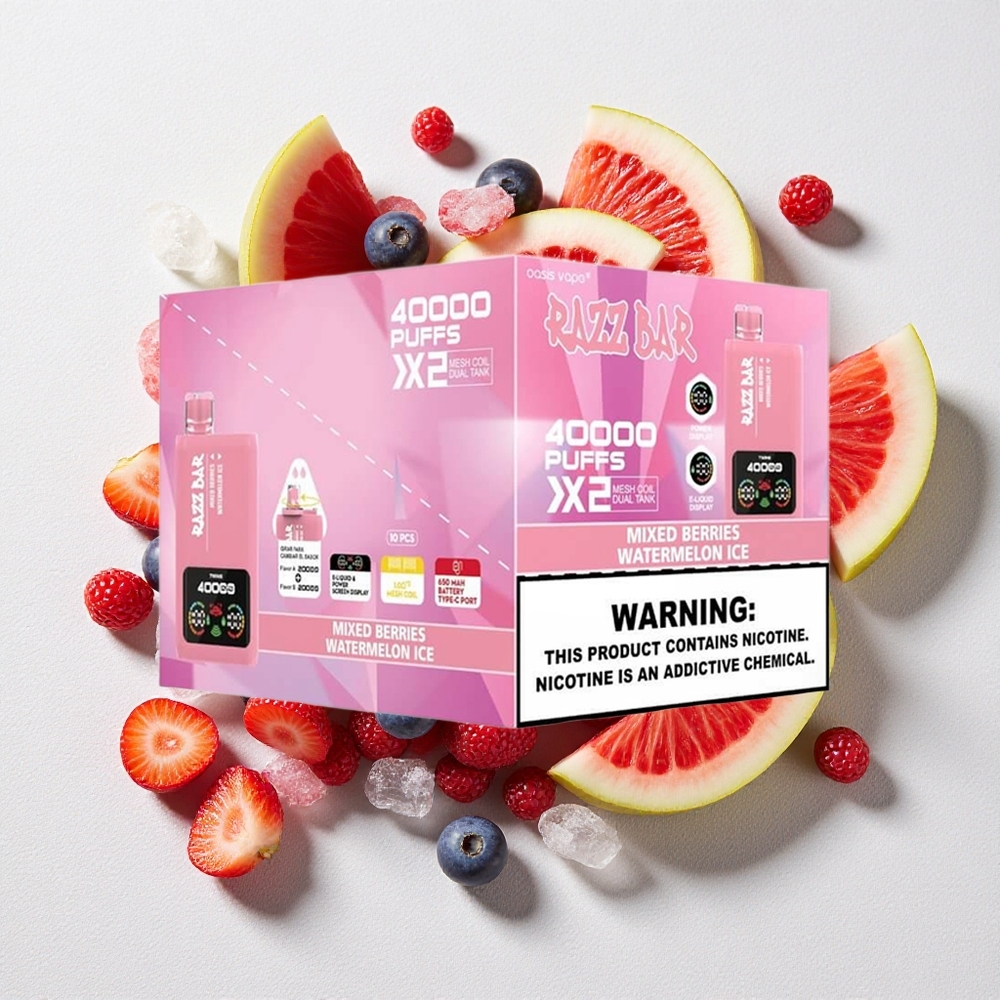 Mirtilli-Anguria Ghiacciata Razz Bar 40000 Puffs Display Potenza