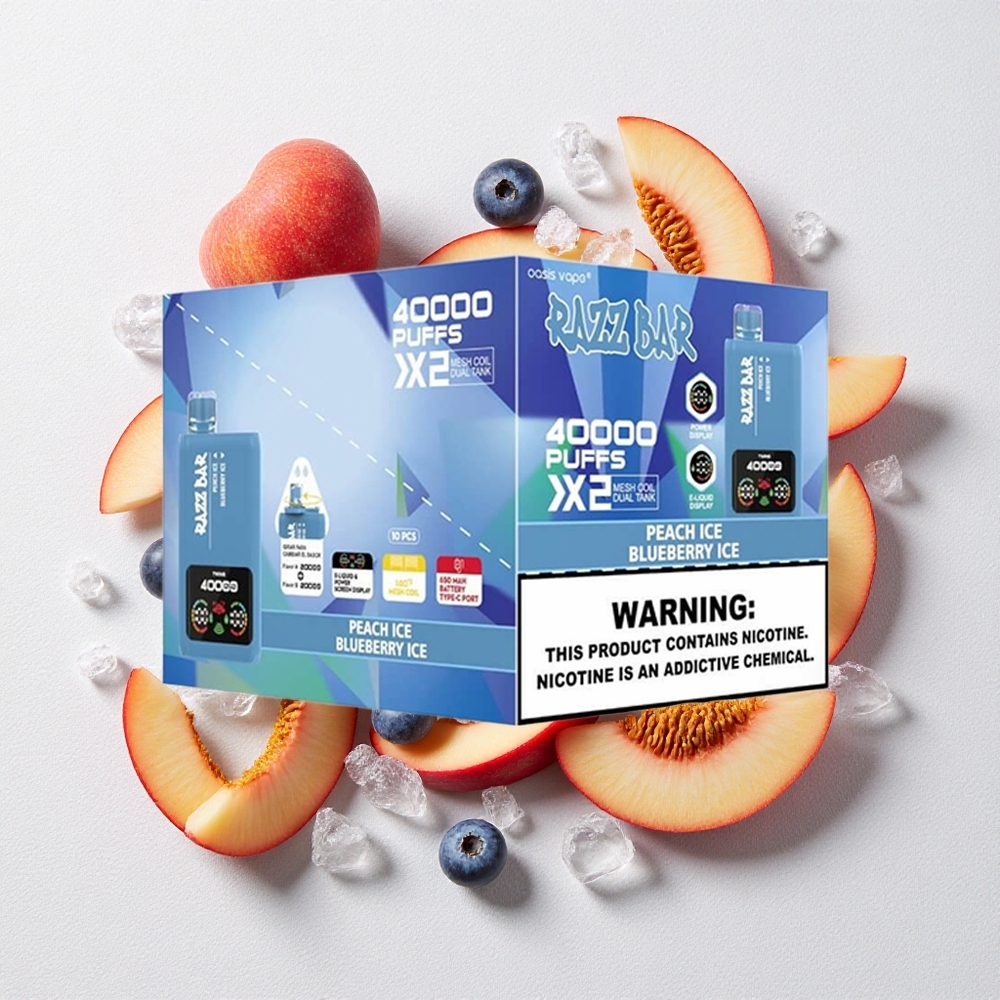 Pesca Ghiaccio_Mirtillo Ghiaccio Razz Bar 40000 Puffs Display Potenza 650 Mah