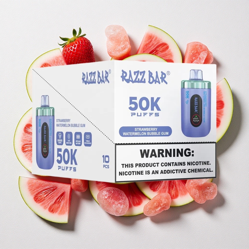 Fragola Anguria Bubble Gum Razz Bar 50K Puffs Ricaricabile Tipo-C