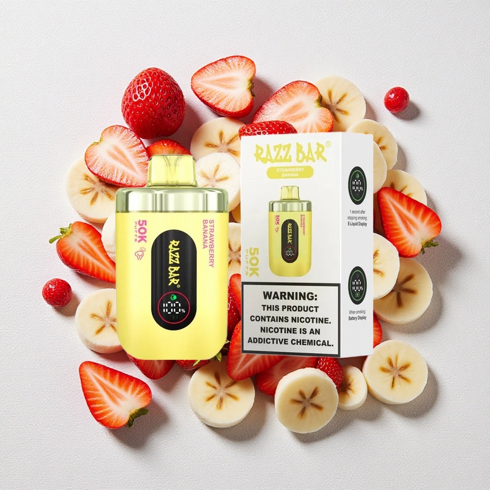 Fragola Banana Razz Bar 50K Puffs 650 Mah Ricaricabile