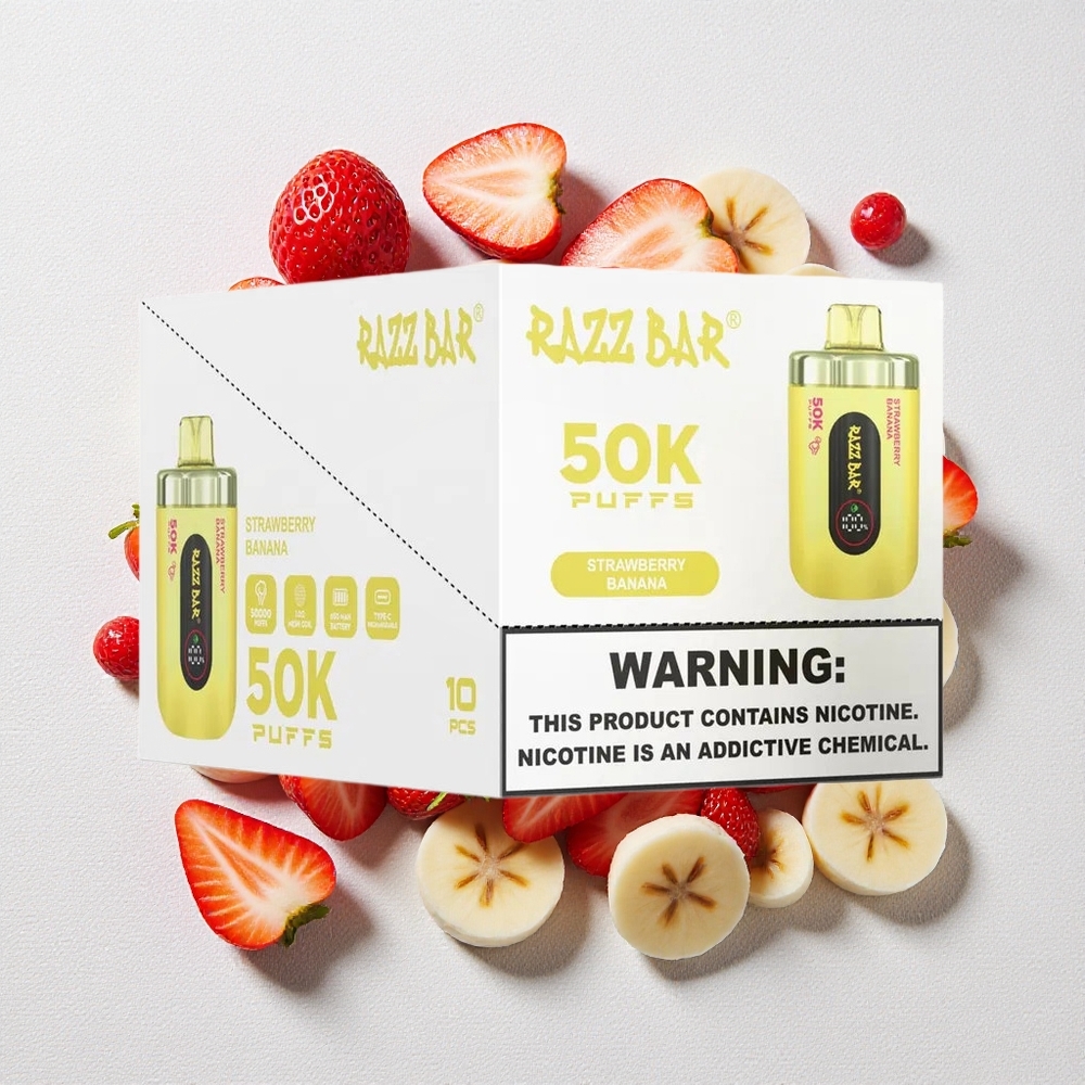 Fragola Banana Razz Bar 50K Puffs 650 Mah Ricaricabile