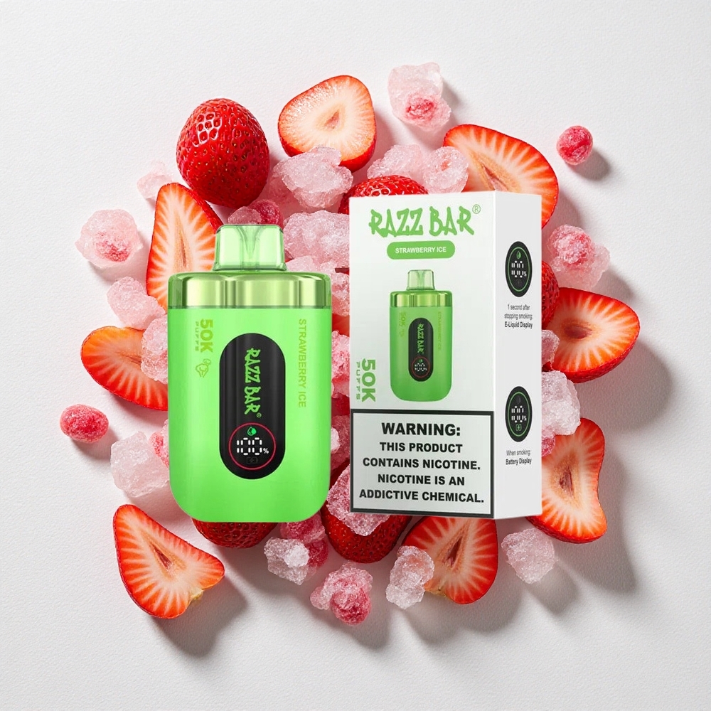 Fragola Ghiaccio Razz Bar 50K Puffs Ricaricabile Tipo-C