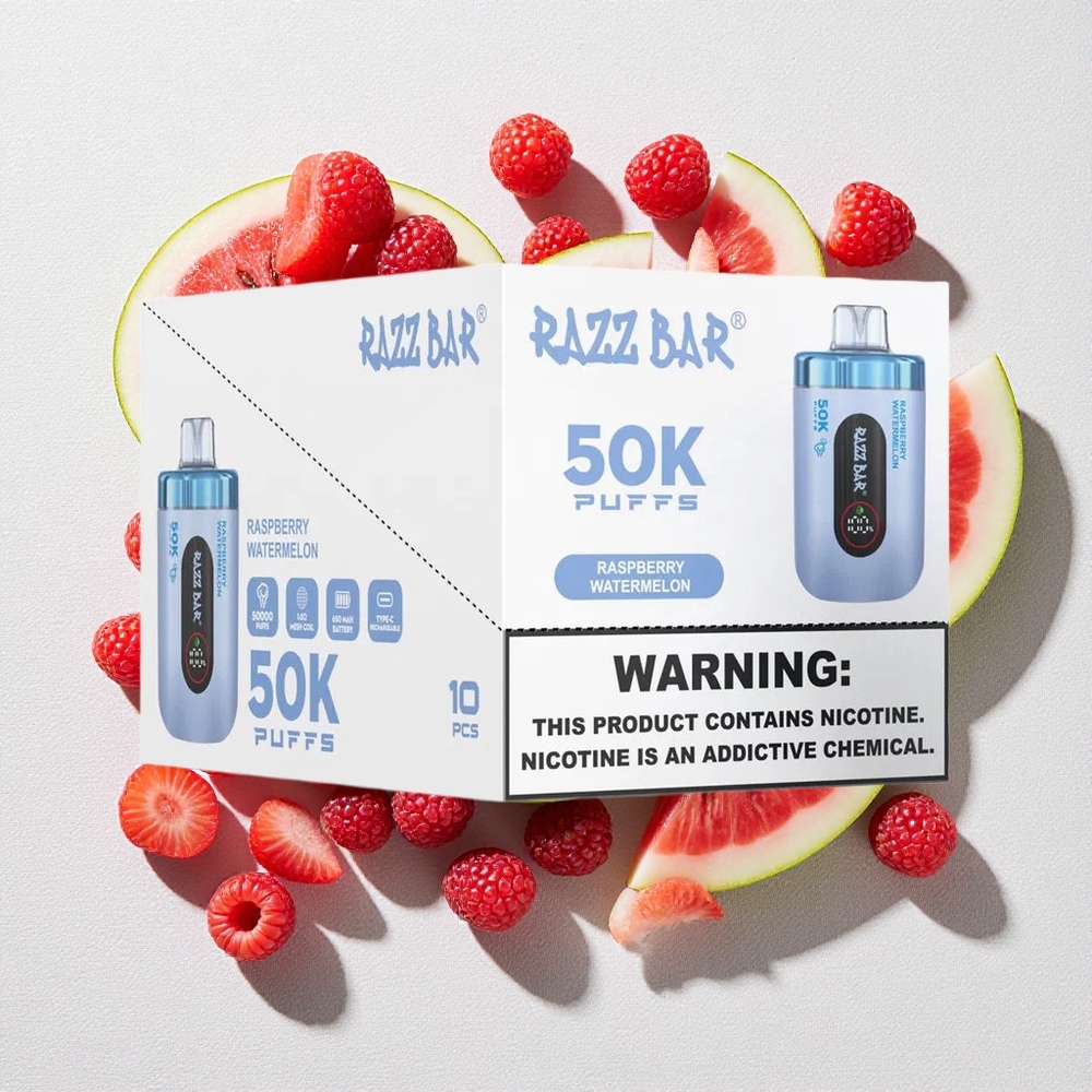 Lampone Anguria Razz Bar 50K Puffs Bobina Mesh 1.0 Ohm