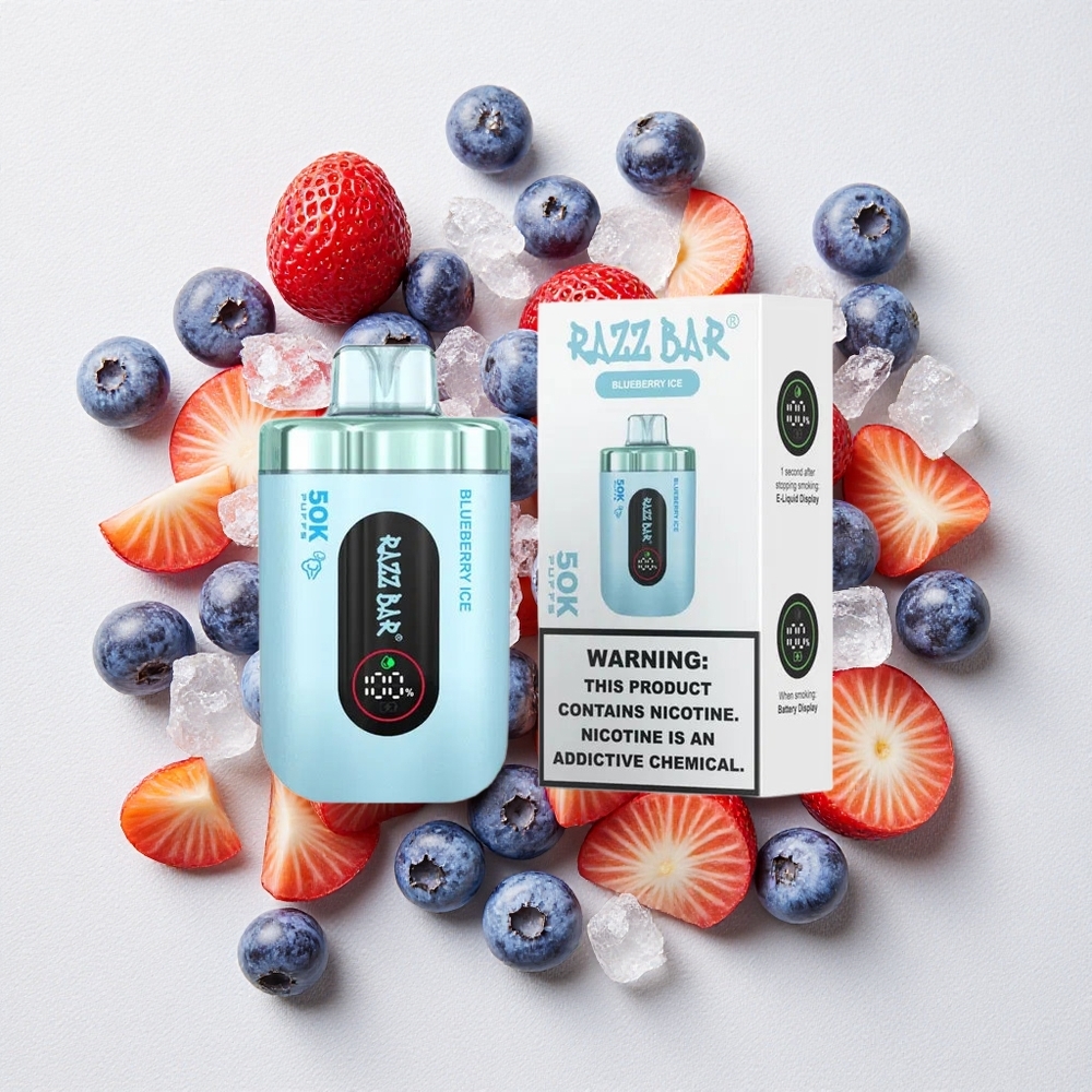 Mirtillo Ghiacciato Razz Bar 50K Puffs Ricaricabile Tipo-C