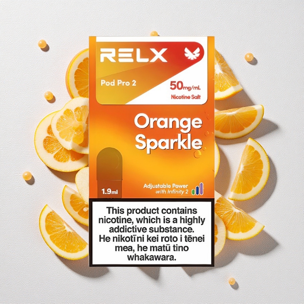 Arancione Scintillante RELX Pod Pro 2 600 Puffs 5% Nicotina
