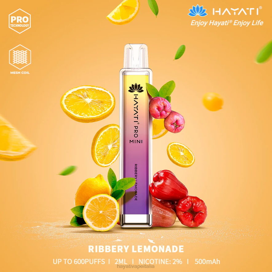 Hayati Pro Mini monouso 6NH020 Hayati flavour list limonata alle coste