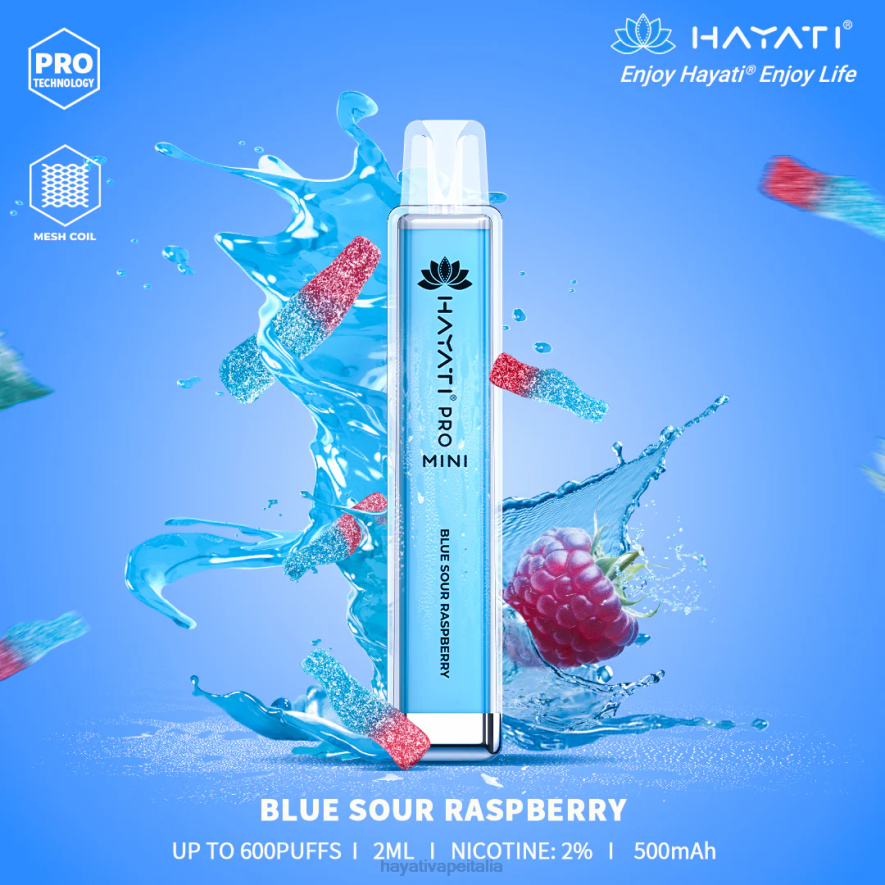 Hayati Pro Mini monouso 6NH04 Hayati vape flavours lampone blu acido