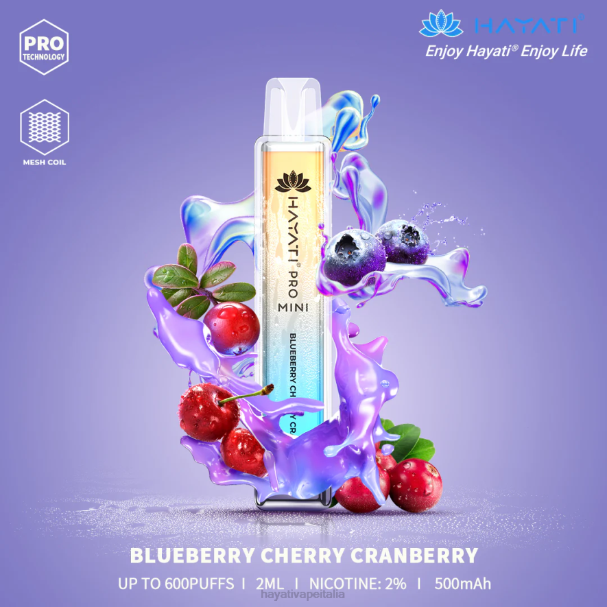 Hayati Pro Mini monouso 6NH05 Hayati vape liquid mirtillo ciliegia mirtillo
