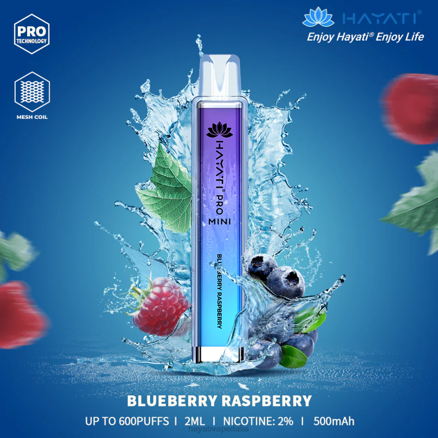 Hayati Pro Mini monouso 6NH06 Hayati vape near me lampone mirtillo