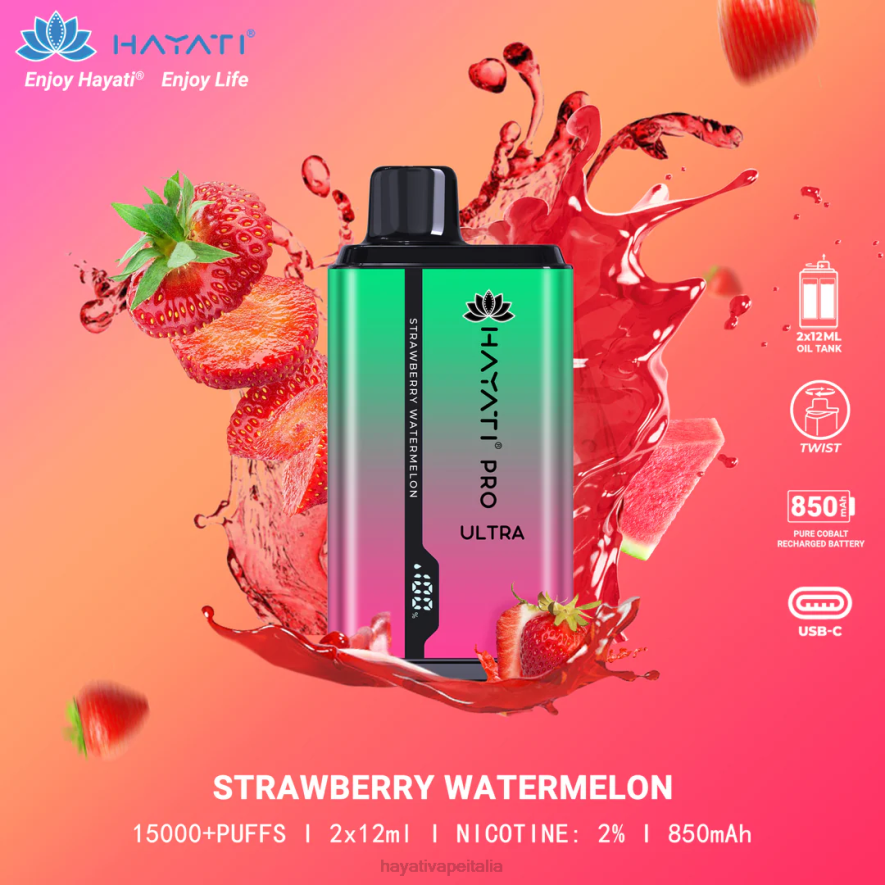 Hayati Pro Ultra 15000 puff usa e getta 6NH0211 Hayati italia anguria alla fragola
