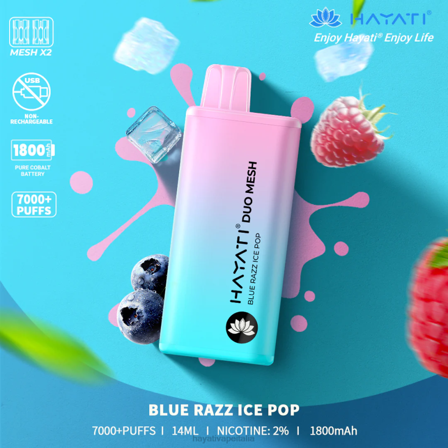 Hayati Duo Mesh monouso 6NH0166 Hayati vape near me ghiacciolo blue razz