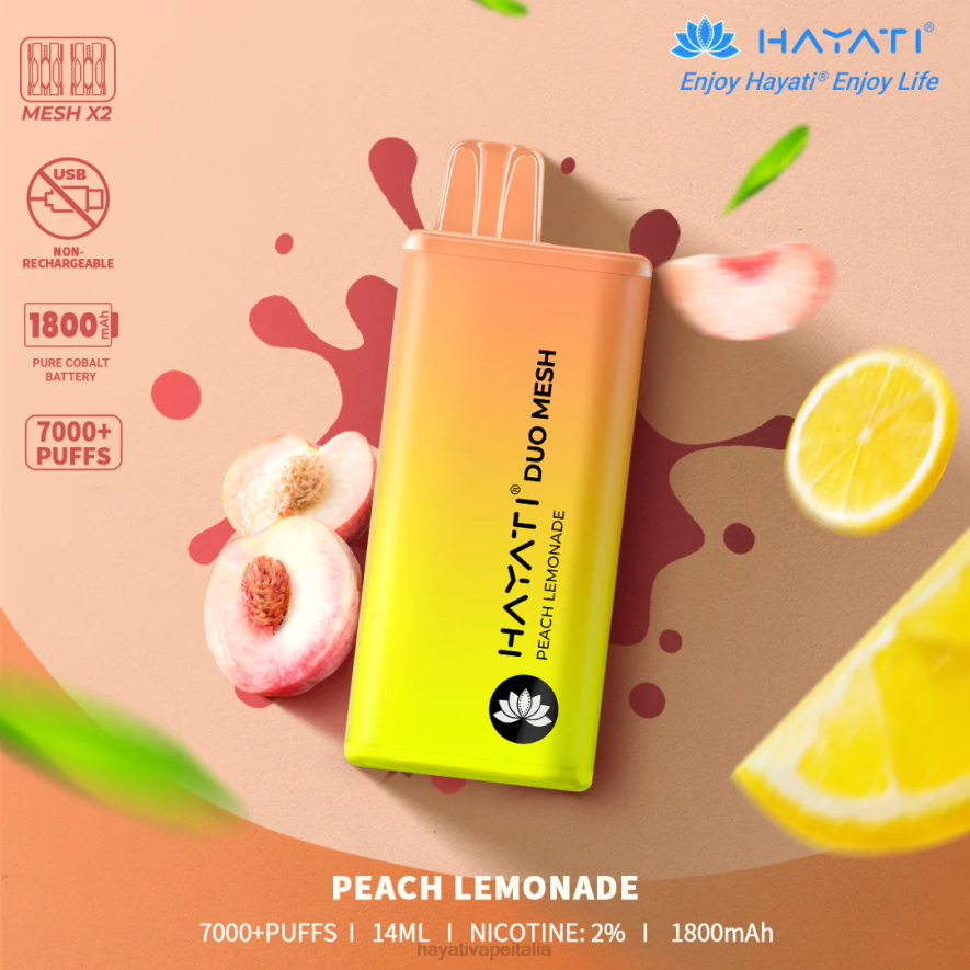 Hayati Duo Mesh monouso 6NH0175 Hayati vape liquid limonata alla pesca