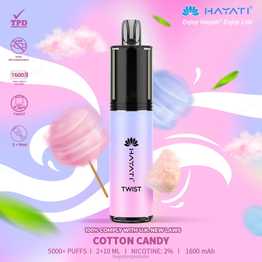 Hayati Twist monouso 6NH067 Hayati vape review zucchero filato